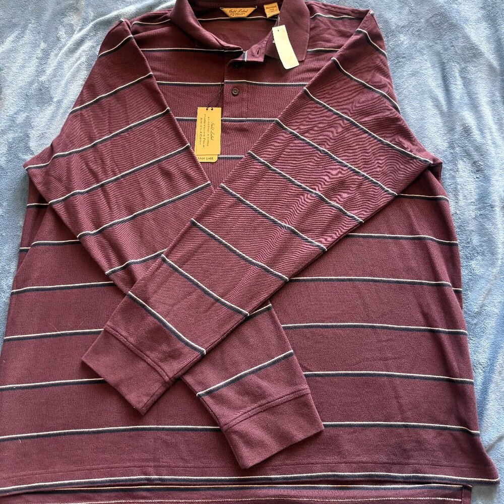 2 New Roundtree and Yorke Gold Label Long Sleeved Polos - New with Tags